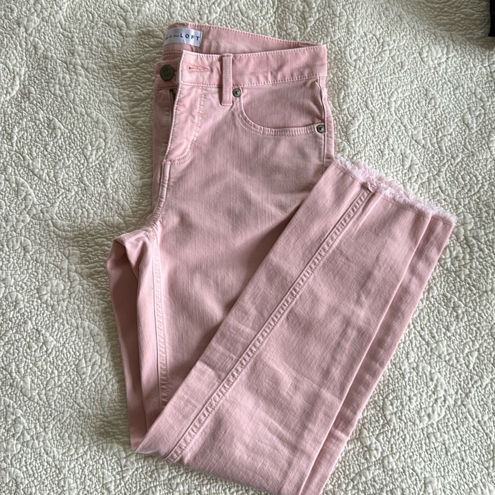 Loft, pink, modern skinny cropped jeans, size 24